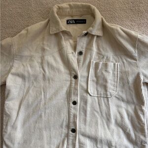 Zara Beige Corduroy Button Down Shirt